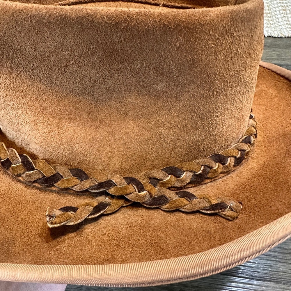 VTG Skully's by Henschel St. Louis Brown Suede Leather Cowboy Hat Large USA - Picture 9 of 11